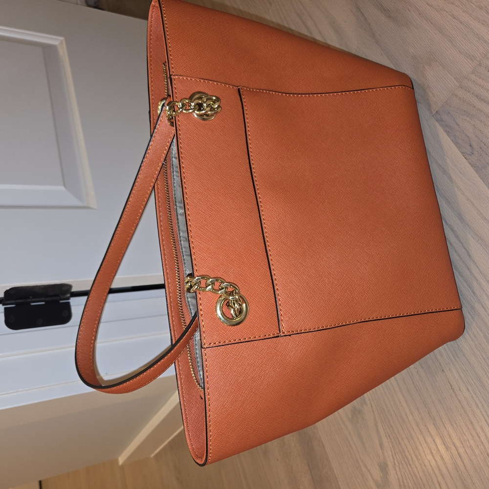 Orange Leather Calvin Klien Tote Bag